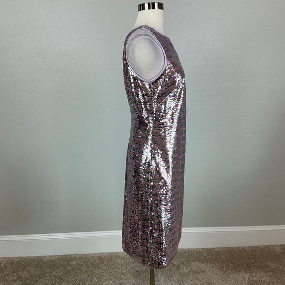 Vince Camuto Sparkly Sequined Mini Sheath Cocktail Dress Size 6 Pink and Silver - Picture 3 of 13